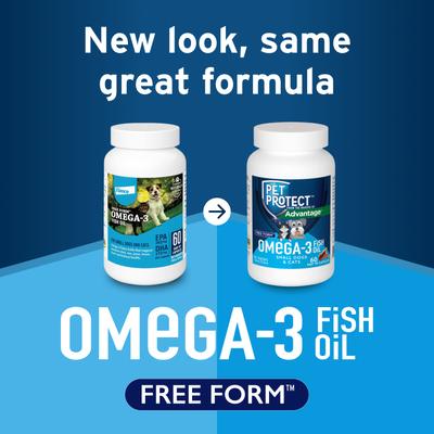 Free Form Omega-3 Fish Oil Snip Tip Capsule Supplements for Small Dogs & Cats, 60 count