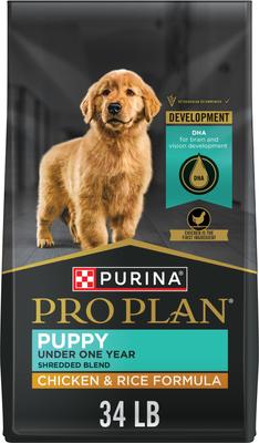 Paquete: alimento seco Purina Pro Plan Puppy Shredded Blend con pollo y arroz y probióticos + premios Wellness Soft Puppy Bites con receta de cordero y salmón, sin cereales.