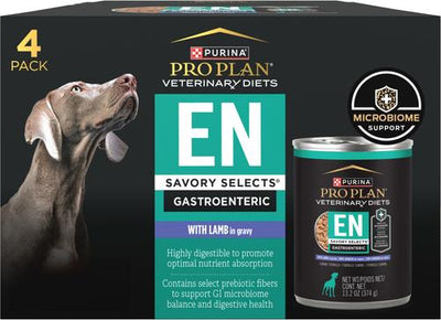 ES Savory Selects Gastroenteric con trozos de cordero en salsa, alimento húmedo para perros adultos, lata de 13.2 oz, caja de 4