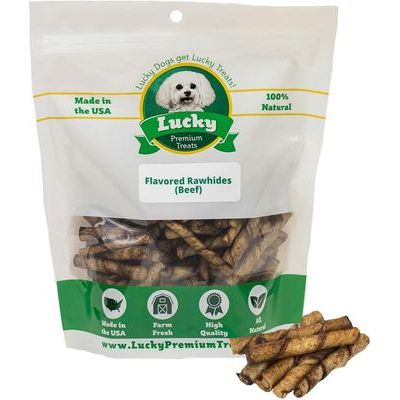 Masticables de cuero crudo con salsa de carne para perros extra pequeños y de juguete, 50 unidades