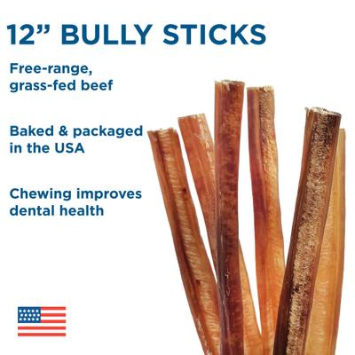 12" Bully Sticks Dog Treats, 10 count