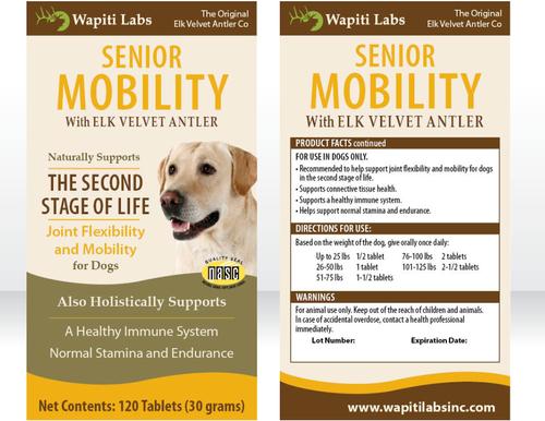 Senior Mobility Formula Dog Tablets Supplement, 120 tablet