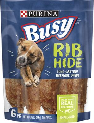 Rib Hide, Long-Lasting Small/Medium Dog Treats, 6 count pouch