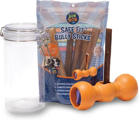 Buddy Starter Kit with Anti-Choking Safety Device Bully Sticks Dog Treats, Small