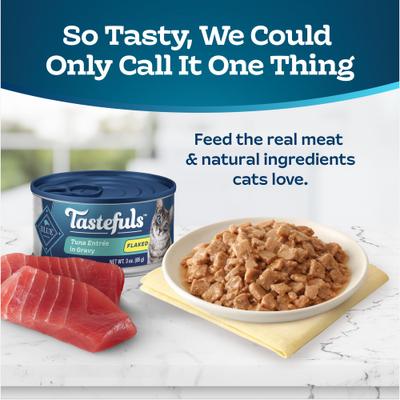 Tastefuls Tuna Entrée in Gravy Flaked Wet Cat Food, 3-oz can, case of 4