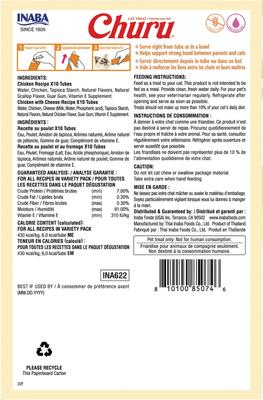 Churu Chicken Variety Pack - Premios para lamer sin cereales para gatos, tubo de 0.5 oz, 20 unidades