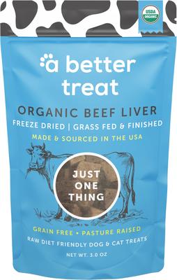 Organic Freeze-Dried 100% Grass Fed & Finished Beef Liver Dog & Cat Treats, 3-oz bag