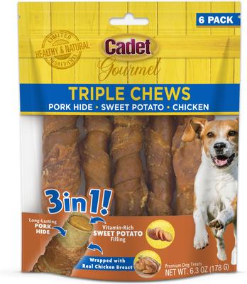 Gourmet Triple Chew Twists Chicken & Sweet Potato Flavor Dog Chews, 6 count