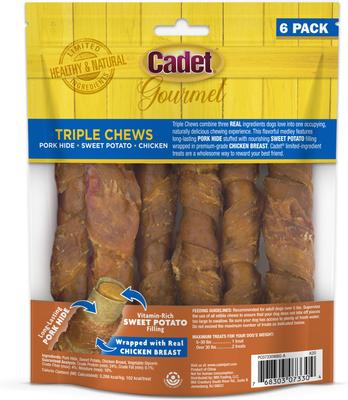 Gourmet Triple Chew Twists Chicken & Sweet Potato Flavor Dog Chews, 6 count