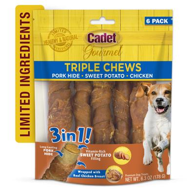 Gourmet Triple Chew Twists Chicken & Sweet Potato Flavor Dog Chews, 6 count