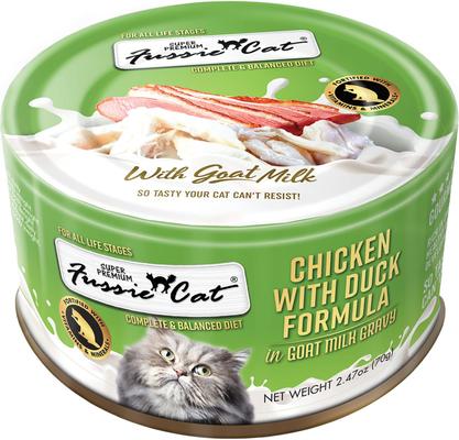 Super Premium Chicken with Duck in Goat Milk Gravy Shredded Wet Cat Food, 2.47-oz can, case of 24