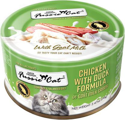 Super Premium Chicken with Duck in Goat Milk Gravy Shredded Wet Cat Food, 2.47-oz can, case of 24