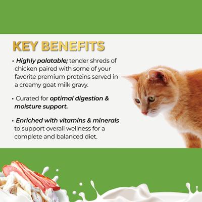 Super Premium Chicken with Duck in Goat Milk Gravy Shredded Wet Cat Food, 2.47-oz can, case of 24