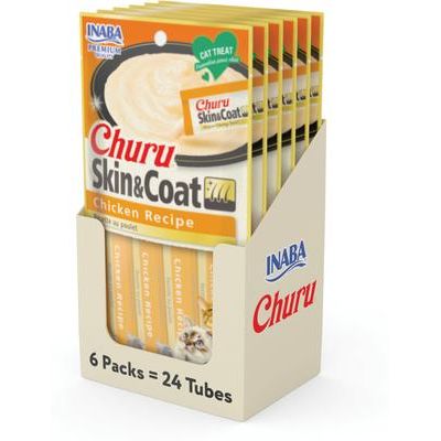 Churu - Premio para lamer para gatos con atún, sin cereales, para piel y pelaje, 24 unidades