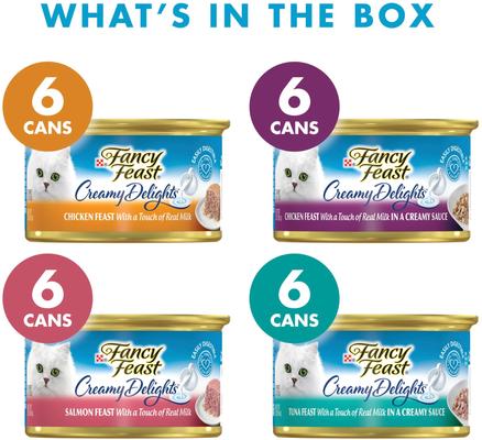 Creamy Delights Variety Pack Canned Cat Food, 3-oz can, case of 72