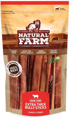 Odor-Free Extra Thick Bully Sticks Dog Treats, 12-in, 5 count
