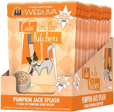 Bundle: Weruva Cats in the Kitchen Pumpkin Jack Splash Tuna + Cats in the Kitchen Pumpkin Lickin' Chicken in Pumpkin Soup Cat Food Pouches