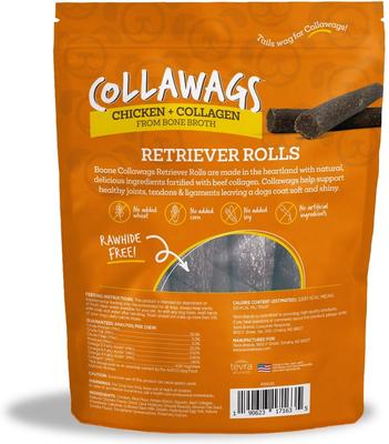 Collawags Retriever Rolls Chicken Flavor Hard Chews Dog Treat, 6-oz bag