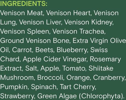 Frozen Wild Venison Raw Dog Food, 3-lb bag, case of 3