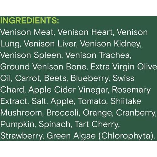 Alimento crudo para perros de venado salvaje congelado, bolsa de 3 lb, caja de 3