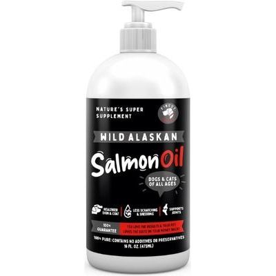 Suplemento de aceite de salmón salvaje de Alaska para perros y gatos, botella de 16 onzas líquidas