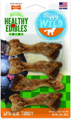 Healthy Edibles Wild Turkey Puppy Treat Bone, 4 count