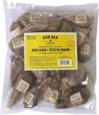 RAW BAR Raw Duck Heads Freeze-Dried Dog Treats, 20 count