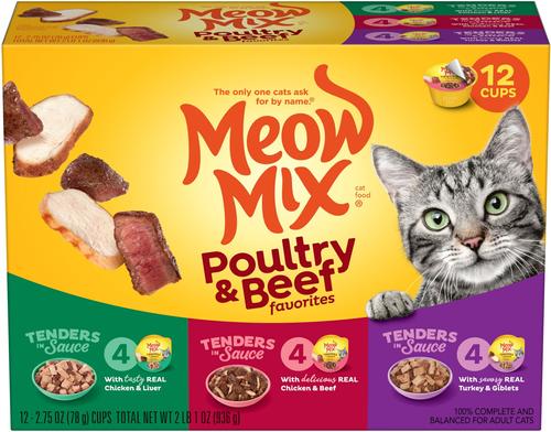 Tender Favorites Poultry & Beef Cat Food Variety Pack, 2.75-oz cup, case of 12