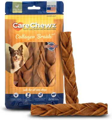 CareChewz Collagen - Palitos trenzados delgados de 6 a 7 pulgadas con sabor a pollo, golosinas masticables para perros, 5 unidades
