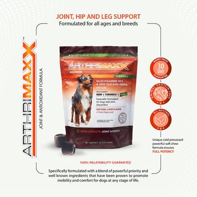 ArthriMAXX Premium Dog Soft Chews Joint Support Supplement, 120 count