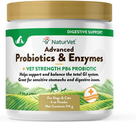 Advanced Probiotics & Enzymes Plus Vet Strength PB6 Probiotic Powder Digestive Supplement for Cats & Dogs, 4-oz jar