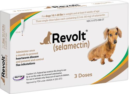 Topical Solution for Dogs, 10.1-20 lbs, (Brown Box), 3 Doses (3-mos. supply)