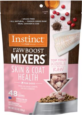 Bundle: Instinct Frozen Raw Patties Real Beef Recipe Food + Freeze-Dried Raw Boost Mixers Skin & Coat Health Recipe Dog Food Topper