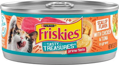 Tasty Treasures Chicken, Tuna & Scallop Flavor in Gravy Canned Cat Food, 5.5-oz can, case of 24
