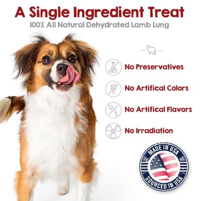 Lamb Lung Dehydrated Dog Treats, 6-oz bag