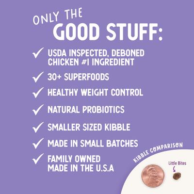 Alimento seco para perros Little Bites Lite con pollo y arroz integral, bolsa de 15 lb