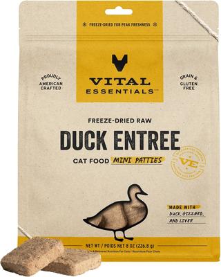 Freeze-Dried Raw Duck Mini Patties Entree Cat Food, 8-oz bag