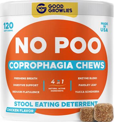 No Poo & Coprophagia Stool Eating Deterrent Probiotics & Digestive Enzymes Chews, 120 count