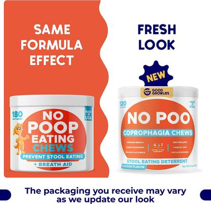 No Poo & Coprophagia Stool Eating Deterrent Probiotics & Digestive Enzymes Chews, 120 count