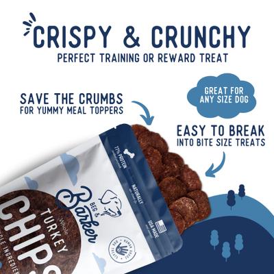 Whole Turkey Chips All Natural Single Ingredient Dog Treats, 8-oz bag