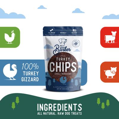 Whole Turkey Chips All Natural Single Ingredient Dog Treats, 8-oz bag