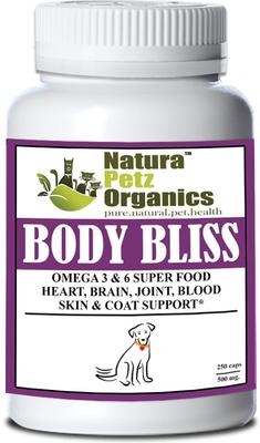 BODY BLISS - OMEGA 3 & 6 Super Food + Heart, Brain Joint, Blood & Coat Support* Dog Supplement, 250 count