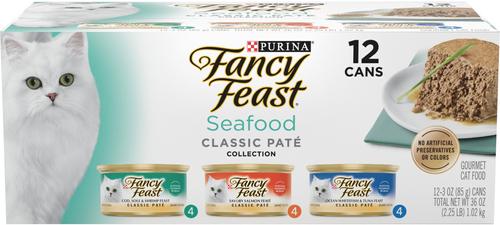 Comida húmeda para gatos Classic Ocean Whitefish & Tuna Feast, lata de 3 oz, caja de 24