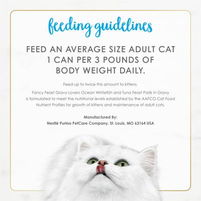 Gravy Lovers Ocean Whitefish & Tuna Feast Pate Wet Cat Food, 3-oz can, case of 24