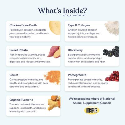 Bone Broth & More Chicken Flavor Natural Dog Food Topper, 5.3-oz jar