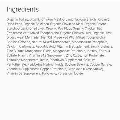 Organic Grain-Free Turkey & Liver Recipe Dry Dog Food, 4-lb bag