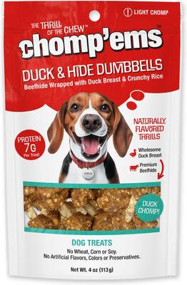 Duck & Rice Dumbbells Jerky Dog Treats, 4-oz bag, bundle of 2