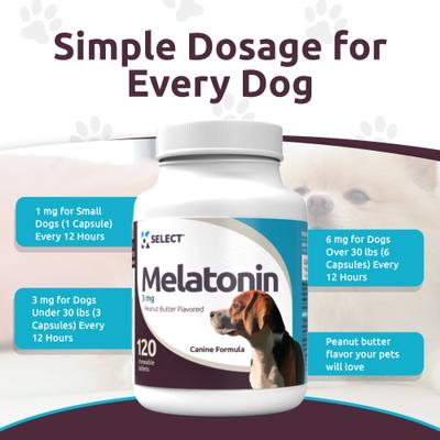 Melatonin Peanut Butter Flavor Calming Dog Supplement, 3-mg, 120 count
