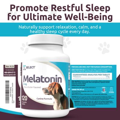 Melatonin Peanut Butter Flavor Calming Dog Supplement, 3-mg, 120 count