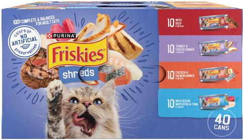 Bundle: Friskies Shreds in Gravy Variety Pack Canned Food + PrettyLitter Cat Litter